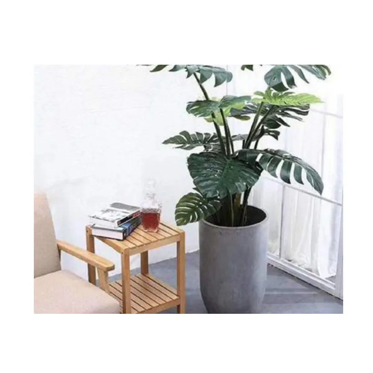 Round Flower Fiber Clay Pot Outdoor&Indoor Concrete Planter Outdoor Flower Pots