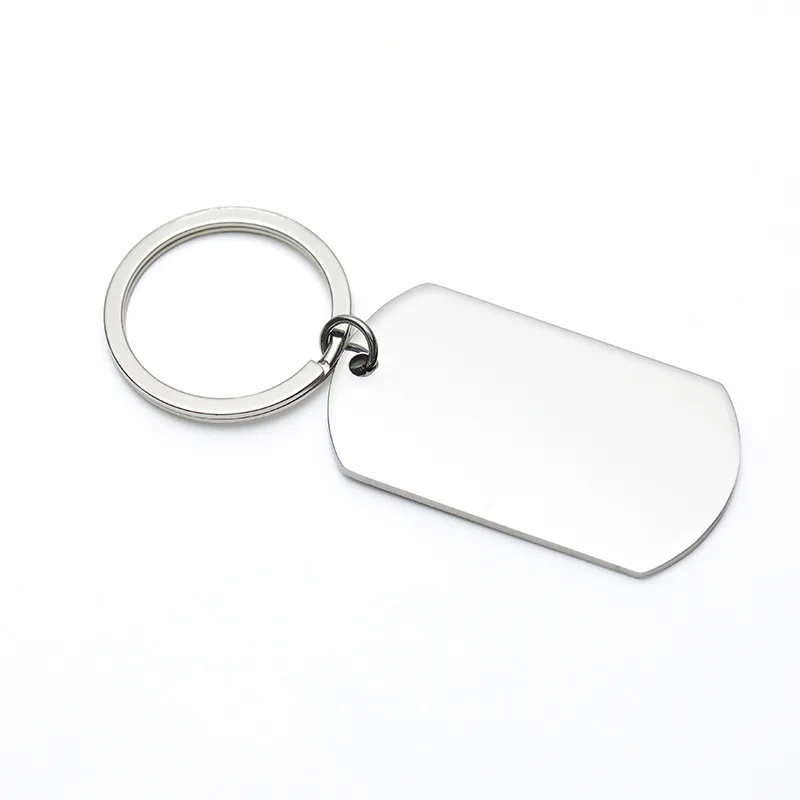 Customize Metal Key Ring Laser Engraved Name Logo Blank Stainless Steel Dog Tag Keychain