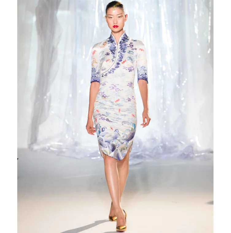 Cabin crew Cloak + Dress or Jacket + Printing Dress design custom cloud embroidery Asia stewardess hainan airline coat uniform