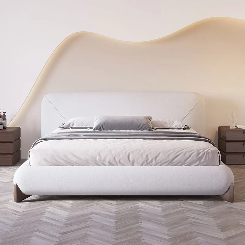 Luxury italian Bedroom Queen King Size Fabric Frame Beds nordic Modern Tufted Upholstered Furniture Velvet Solid wood double bed