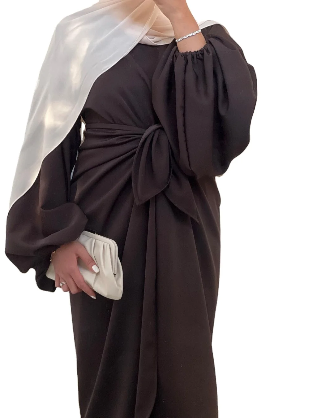 Wholesale Satin Jilbab Abaya Turkey Latest Muslim Fashion Clothing New Designs Dubai Women 2 Pieces Dress