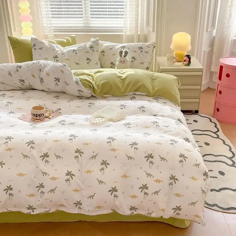 Пузырчатое Хлопковое одеяло из полиэстера качественное комплект постельного белья с мультяшными персонажами