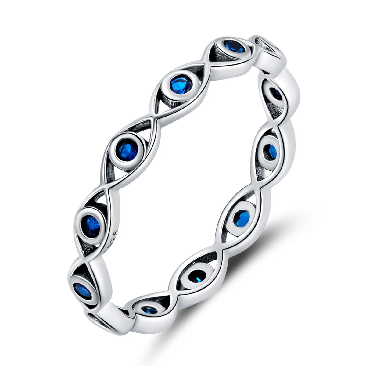 925 Sterling Silver Turkish Blue Evil Eyes Ring Fashion Unique Design Lucky Demon Devil Eye of Horus Ring for Women Girls