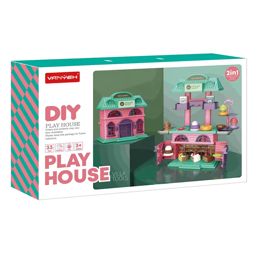 Play House Girls Dessert Table Cream Shop Villa Toy Delicious Food Afternoon Tea Play Toys