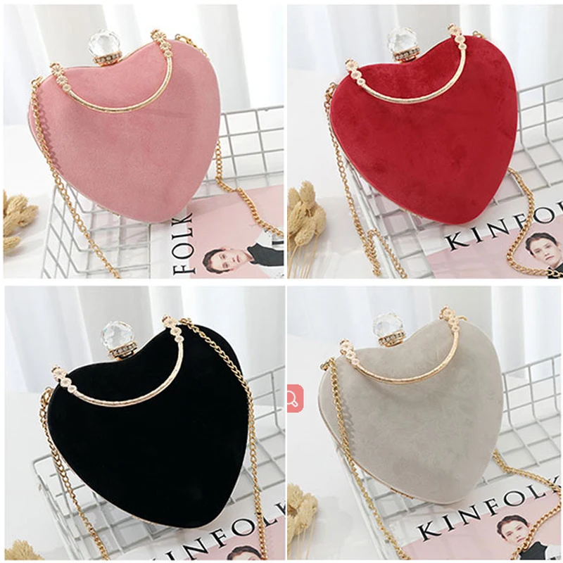
New fashion heart-shaped evening clutch bags shoulder bag Evening Bag wholesale clear handbags factory price in china MOQ2 