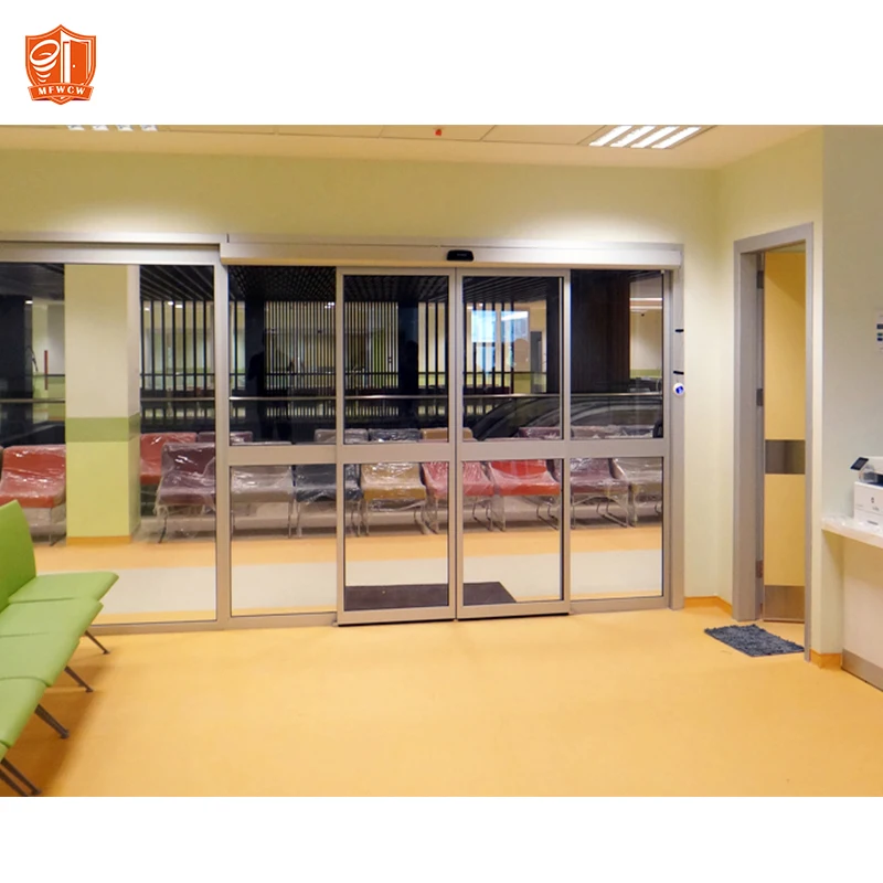 Minimalist design narrow frame aluminium sliding glass door automatic