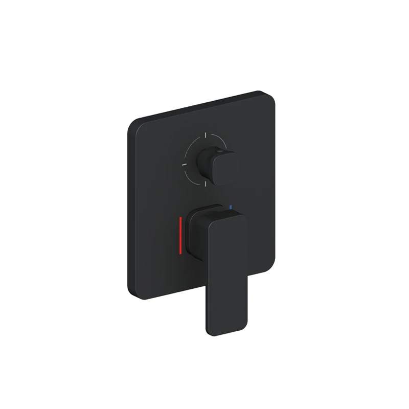 
New design square concealed thermostatic in wall shower faucet 2 handle 2 way overhead kit 