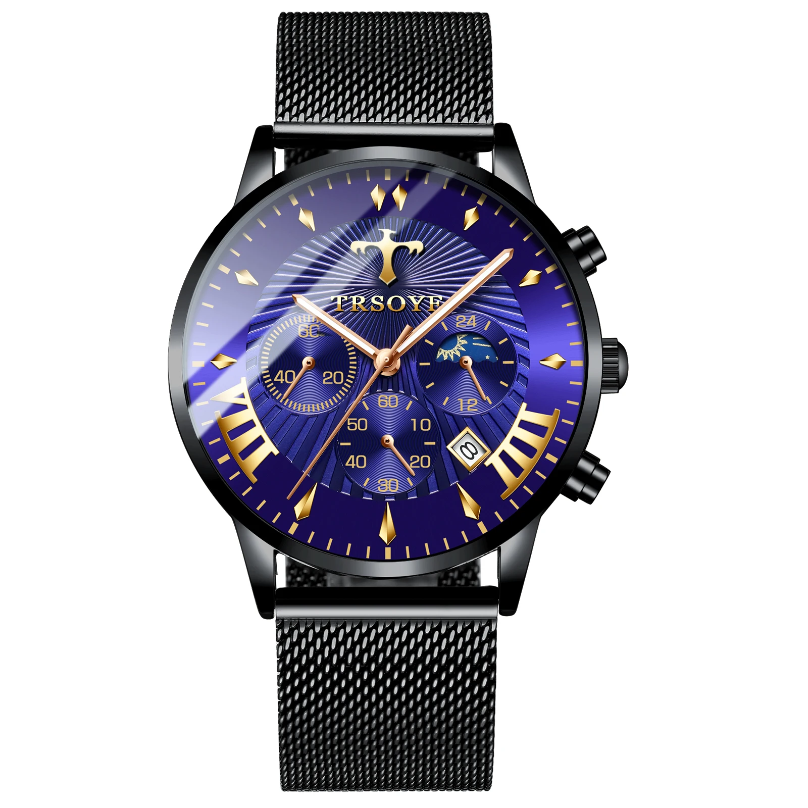 Professional Men Fashion Business Watch With Diamonds Mechanical Men Automatic Strap Display Stand Fast Delivery TRSOYE TRS608