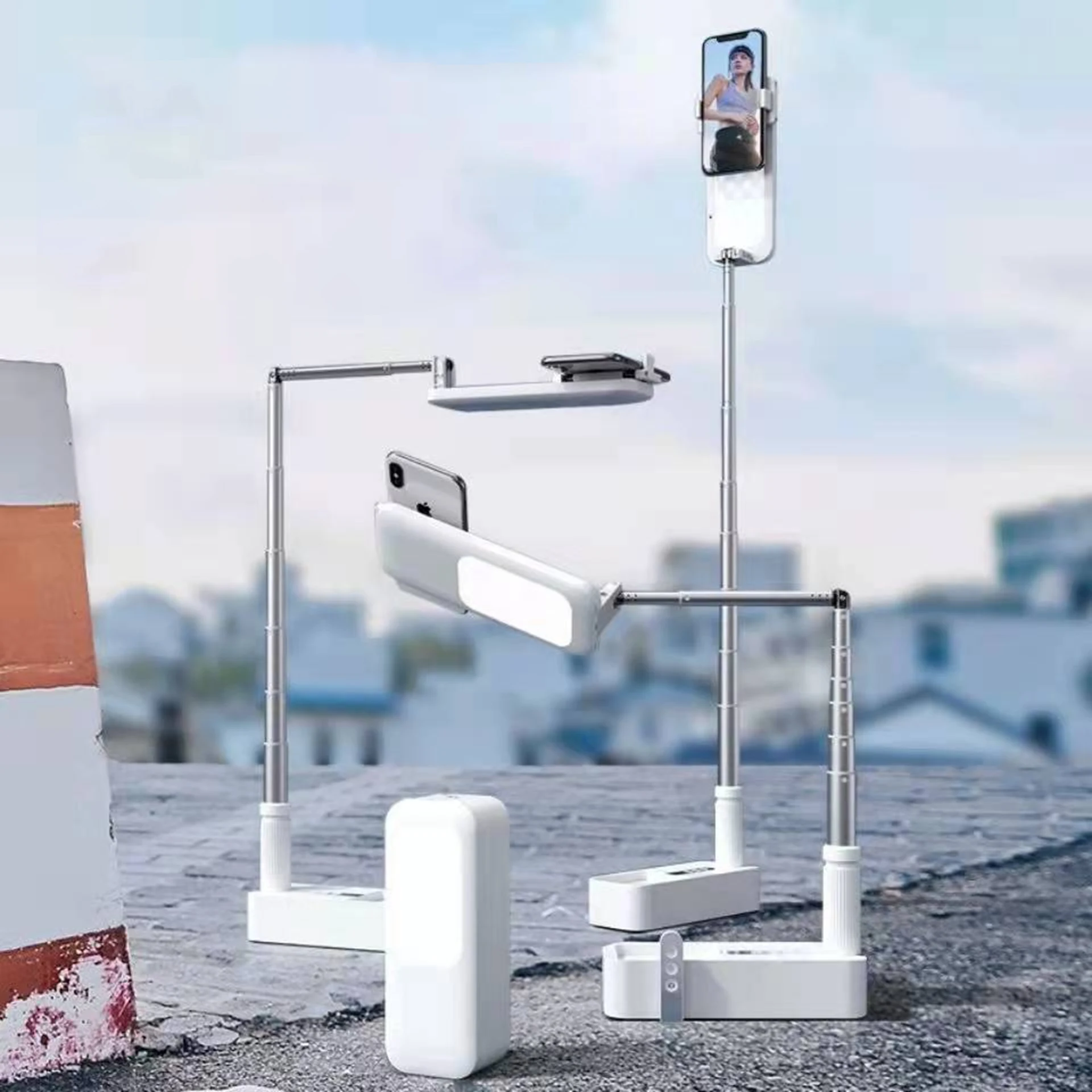 Morden Style Selfie Portable Aluminium Comedy Movy Phone Stand For Car Led Circle Ring Light