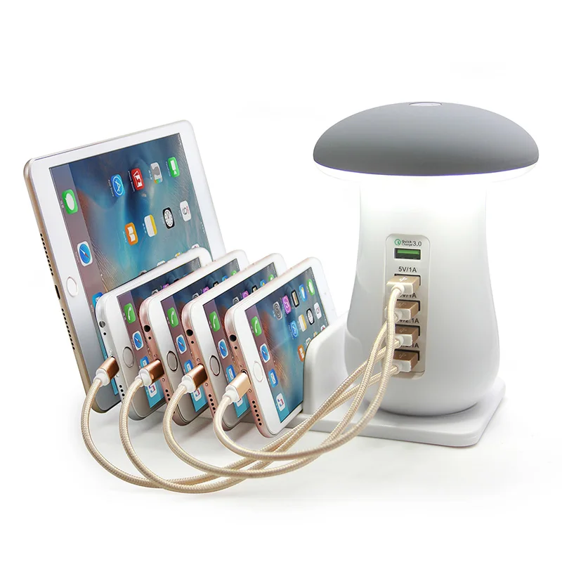 2020 высокое качество зарядная Грибная лампа 5 портов USB Wa зарядное устройство с быстрой зарядкой 3 0 технология