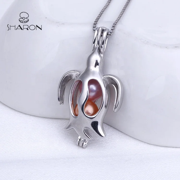 
CS0103 Cute Penguin Sterling Silver Pearl Cage Pendant Animal Design Cage Pendant For DIY Necklace 