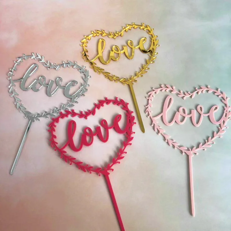 Acrylic Glitter Cake Topper for Decorating Stand Wedding Party Happy Anniversary love Bridge Mr and Mrs Valentine Day
