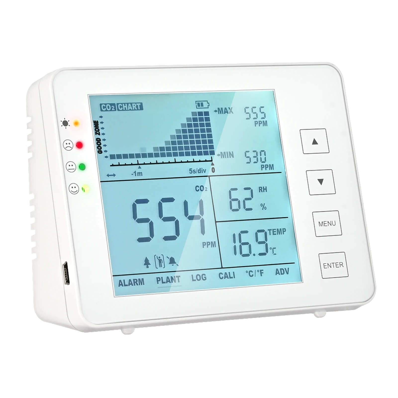 Indoor portable mini desktop  USB battery charge air Co2 quality  monitor  for home