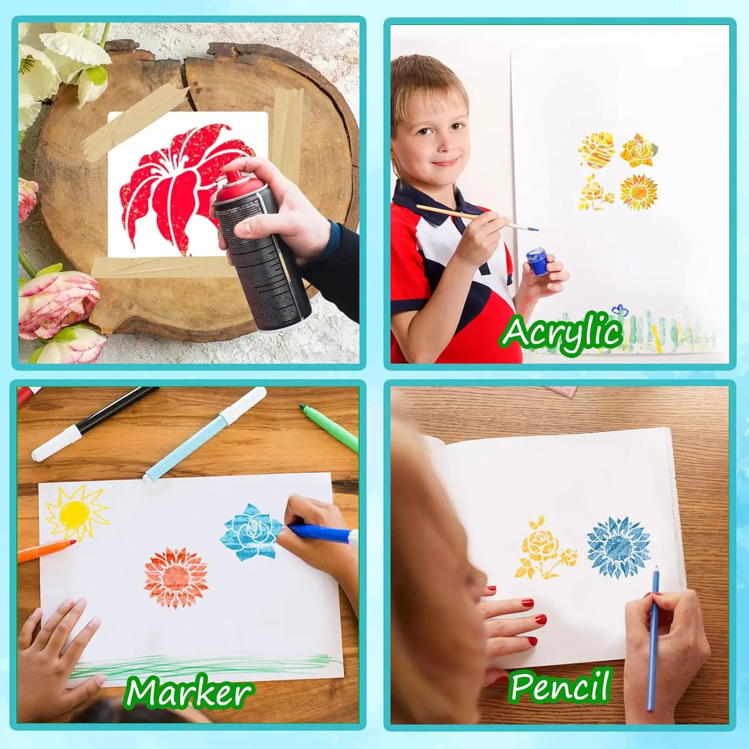 Charmkey Custom Drawing Template Reusable Stencil Plastic Wall Painting Decorating Stencil