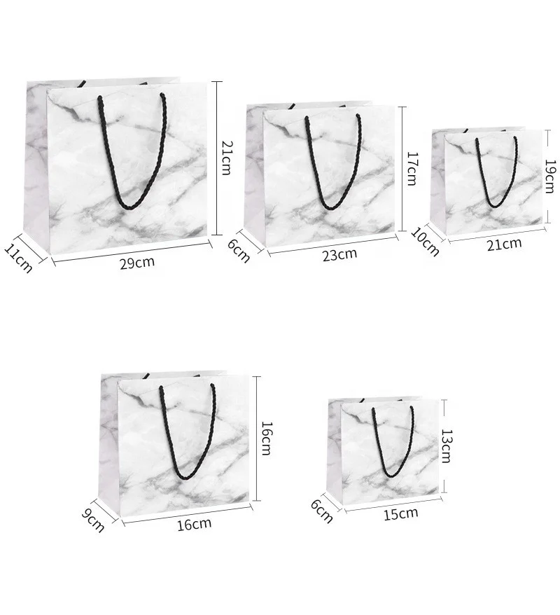 Custom Logo Marble Pattern Portable Simple Clothing Gift Shopping Paper Bag