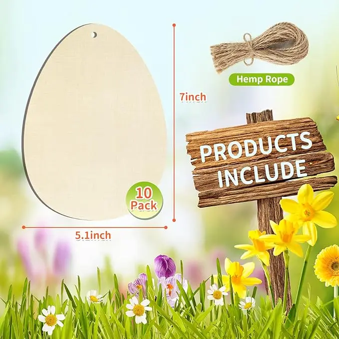 Easter large-sized wooden egg and wood chip decorative crafts