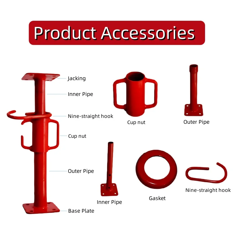 Adjustable Steel Scaffolding Ladder Prop Sleeve Galvanized Metal Adult Shoring Props Construction Concrete Supports Screw Jack