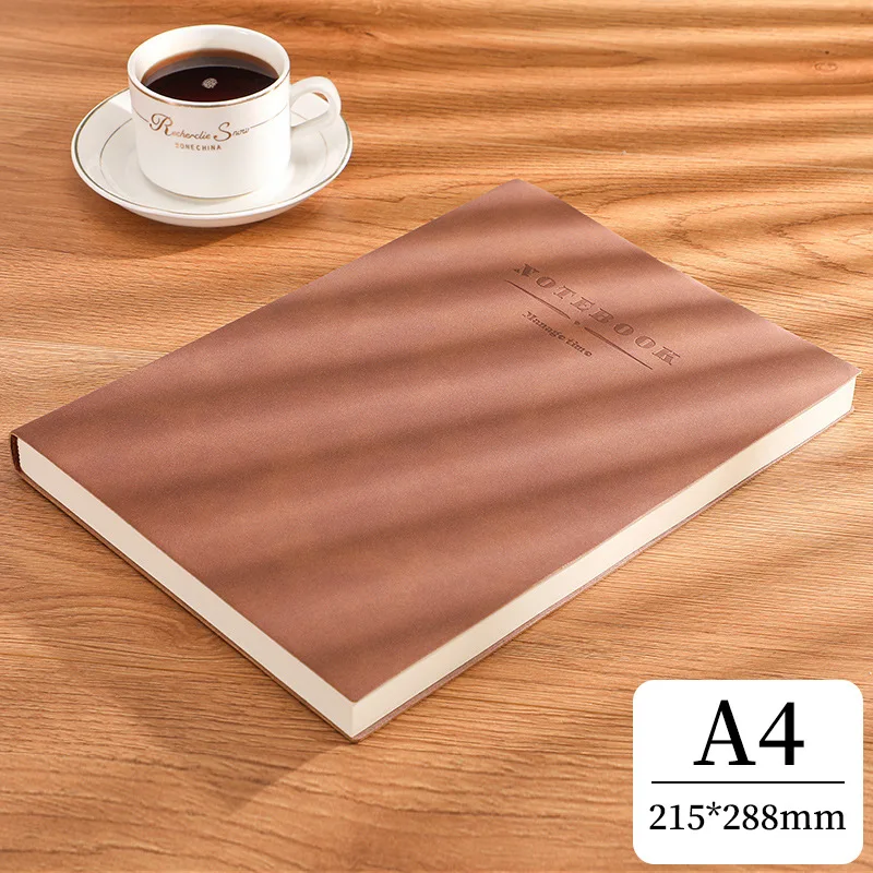 Soft PU Leather A4 Large Thickened Notebook Simplified Horizontal line/ Grid Notebook Business B5/A5 Notebook  for Wholesale
