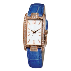 Women Square Diamond Wrist Watches For Ladies Dress Crystal Quartz Genuine Leather Strap Bracelet Watch
