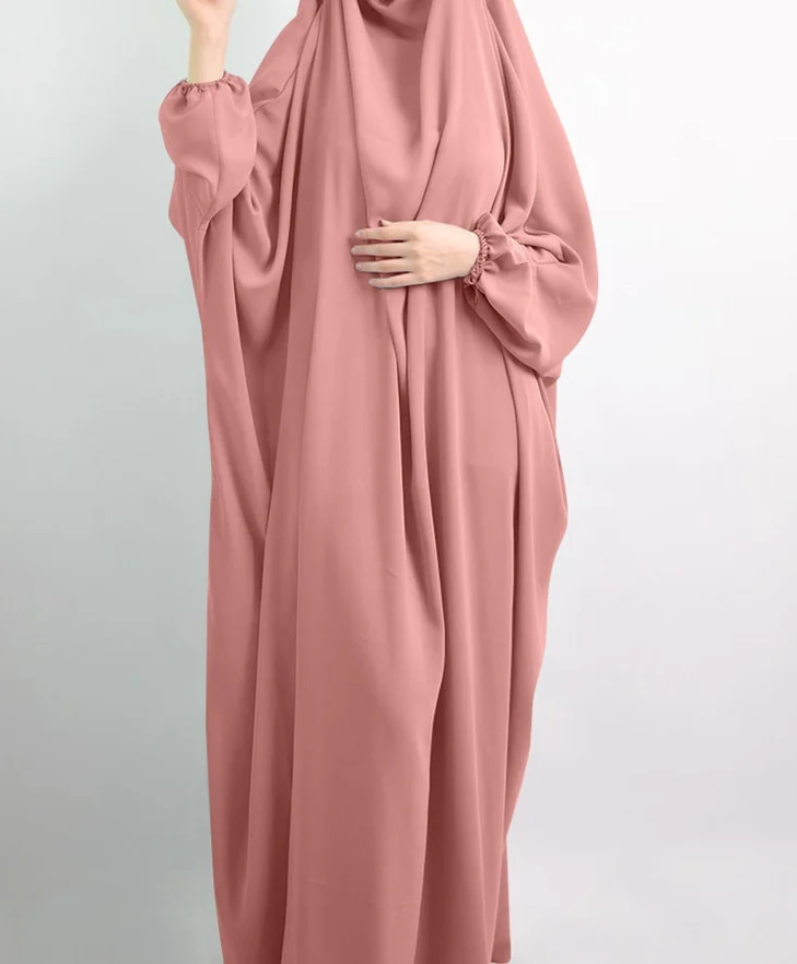 
Plus Size Solid Color Bat Sleeve Dubai Turkey Robe Dress Abaya muslim women prayer clothing 