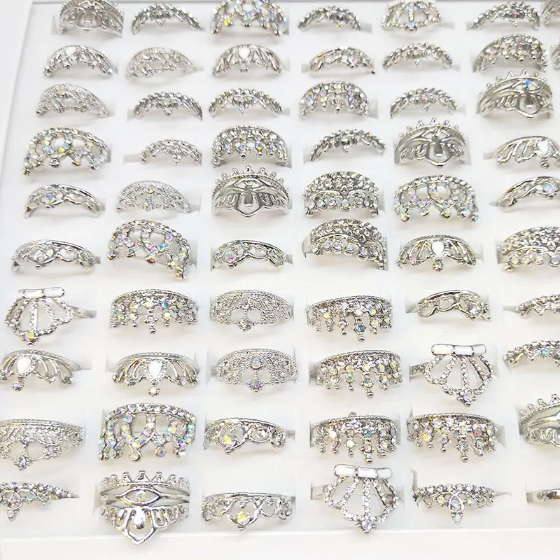PUSHI fashion rings wholesale accessories jewelry trendy gold crown rings for girls set mix