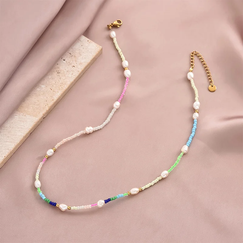 New Wholesale Y2K Candy Style Ins Wind Beaded Zircon Necklace Religious Fashion with Stainless Steel Material