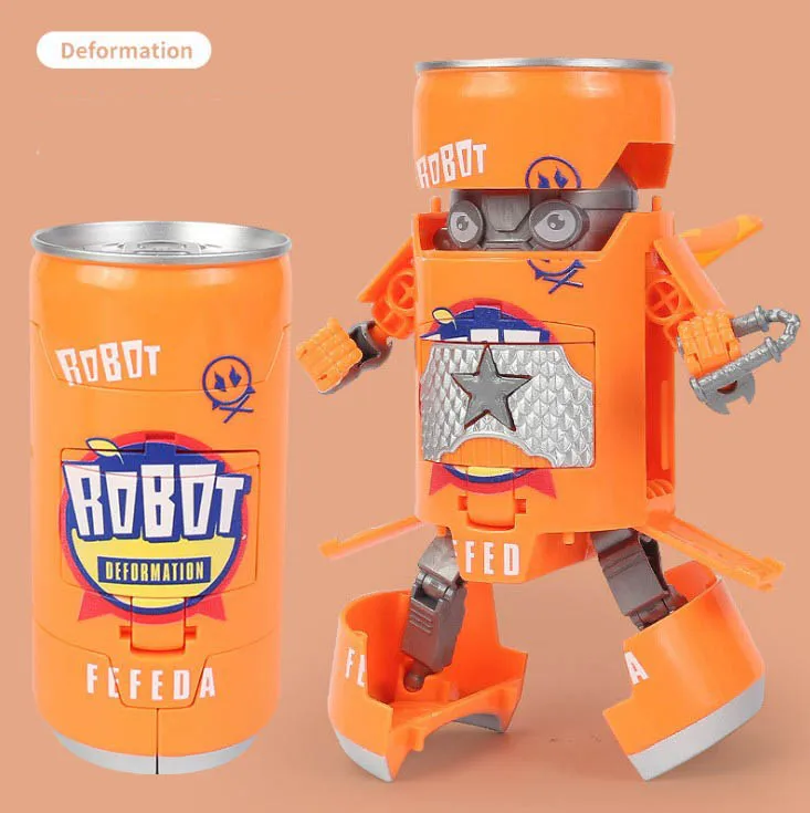 Novelty Deformation Soda Robot Toys Transformation 4 Item Drinks Transform Toys Robot For Kids