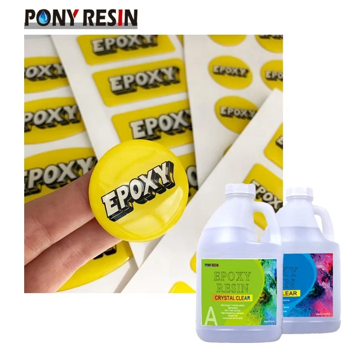 High Viscosity Fast Cure Crystal Doming Resin flaexible Epoxy Resin solid Polyurethane Resin for Logo Sign name sticker