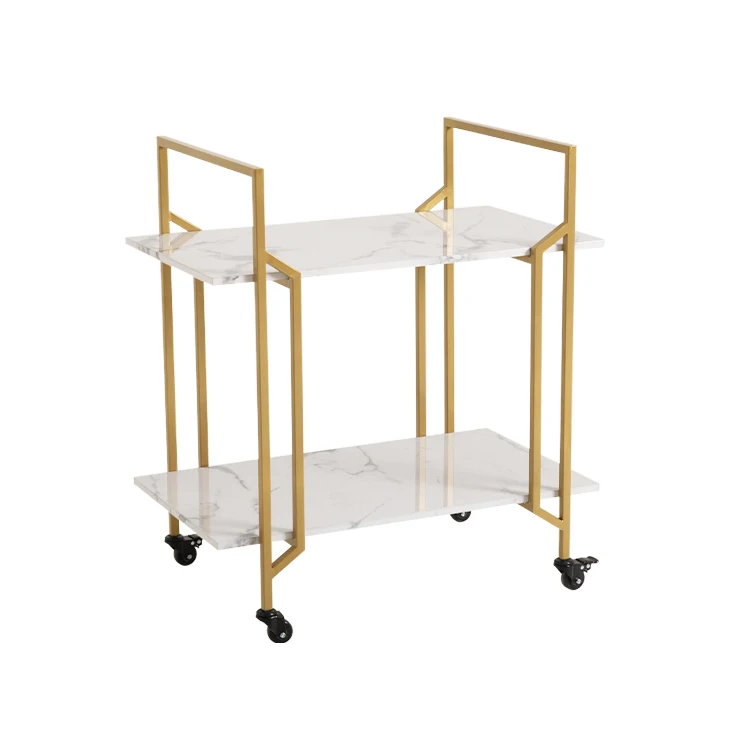 Высокое качество, золотая металлическая рамка, мобильный мраморный Роскошный домашний барный тележка