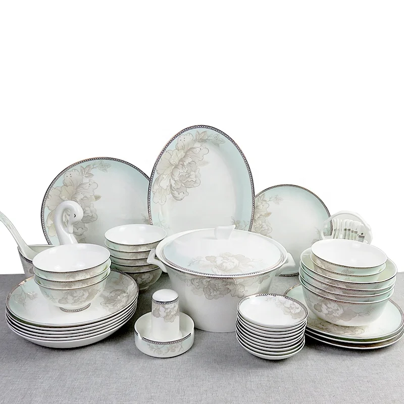 52pcs fine bone china dinnerware OEM custom design porcelain dinner set business gift wholesale for dinning rom
