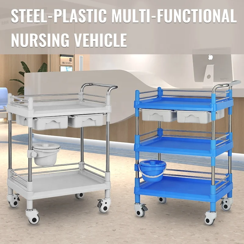 Clinic Apparatuses ABS Emergency Cart Equipment Mobile Hospital Laptop Treatment Monitor Medical Trolley Price