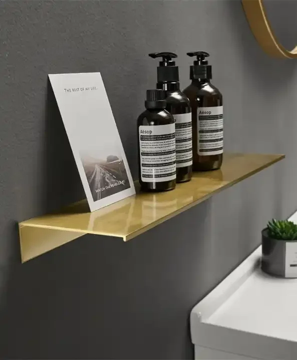 30/40/50/60cm stainless steel warehouse rack storage bathroom shelves with wall mount type brushed gold
