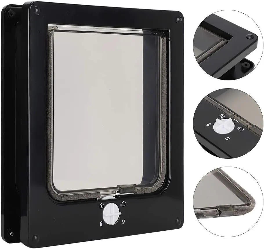 Pet Door with Rotary 4 Way Lock cat door flap rotary switch can control the direction of access cat kennel cat door