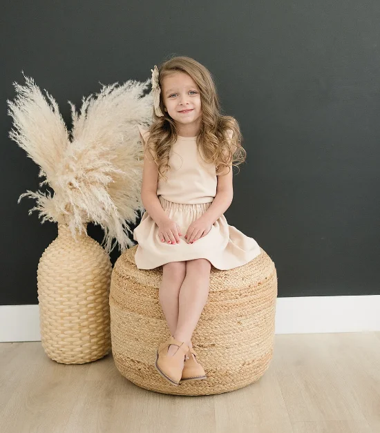 Детский льняной комбинезон в стиле бохо белый для девочек