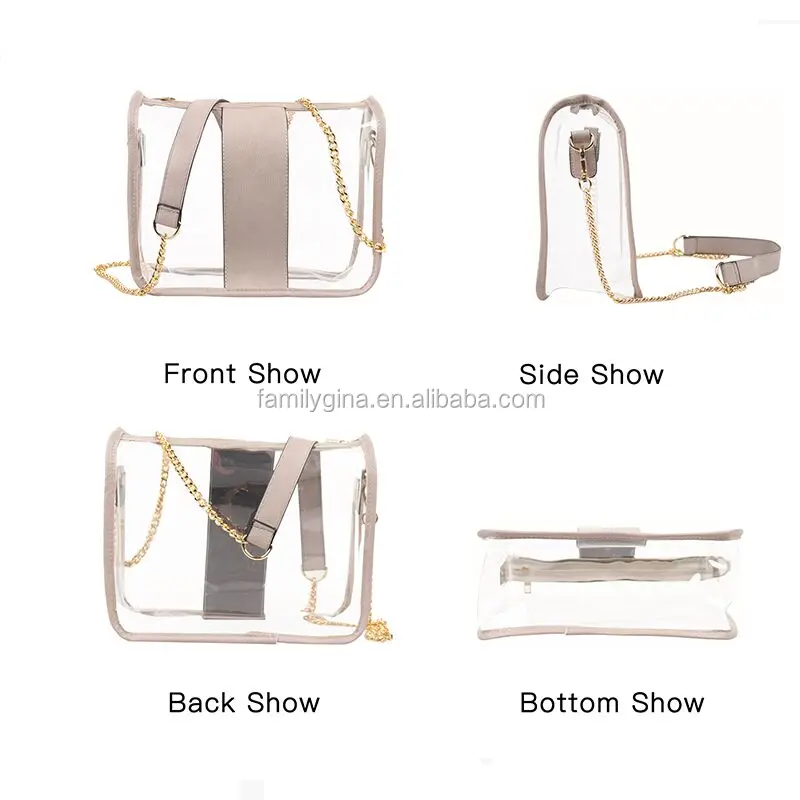 In Stock PVC Transparent Sidelines Clear Purse Women Personalized Clear Crossbody Stadium Purse