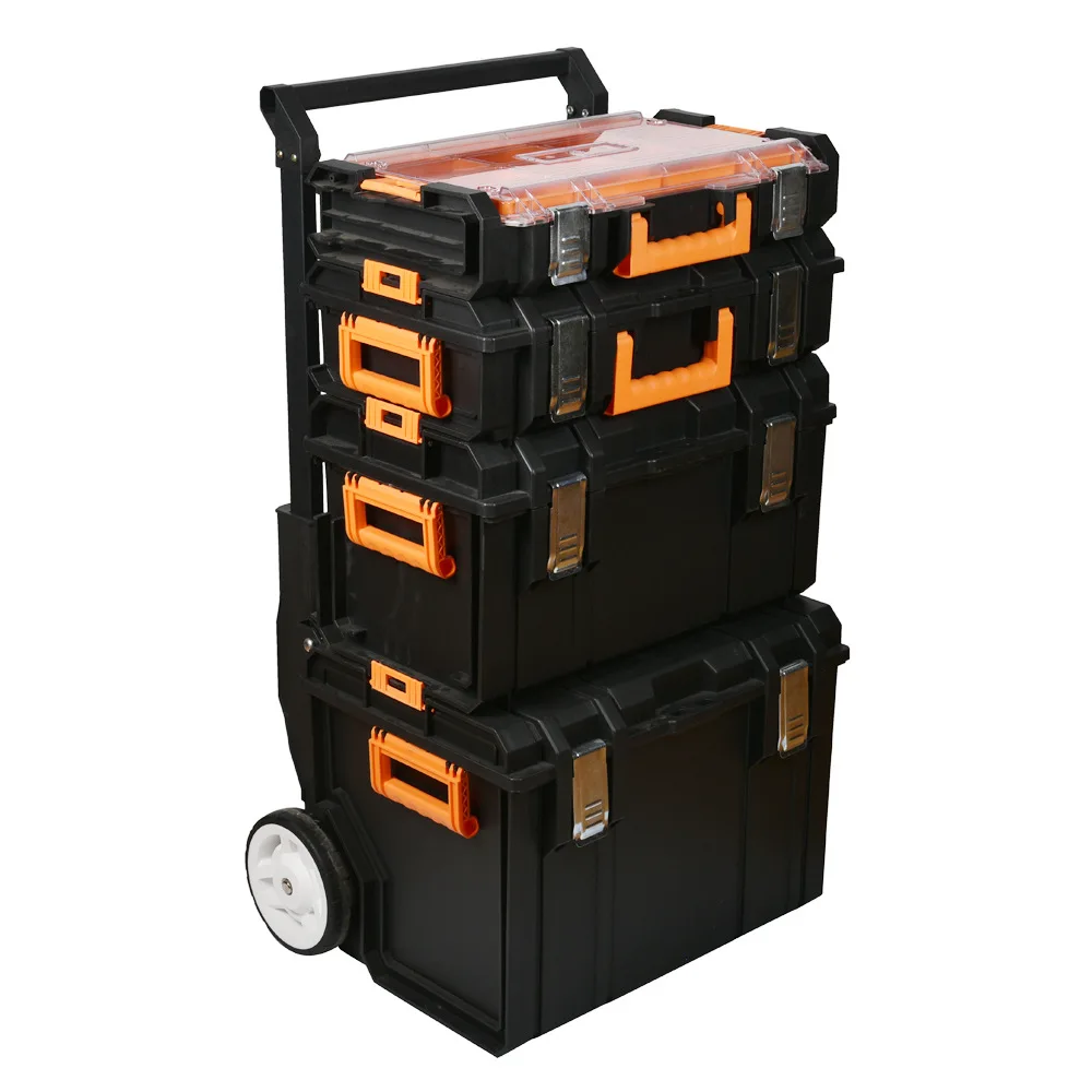 High-quality Wheeled Tool Box Rolling Wheel Stack-up Storage Tool Box for Car Repair Household Toolbox