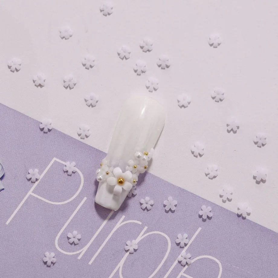 
Hot And New Nail White Flower Decoration Resin Dried Flower For Nail Art White Flower Nail Art 