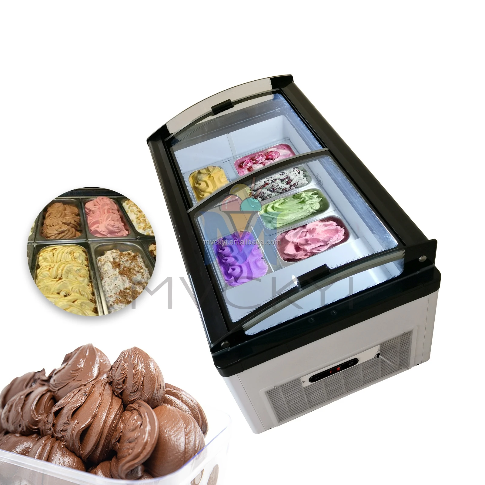 Mvckyi ice cream freezer display ice cream display freezer counter top refrigerator display showcase case machine