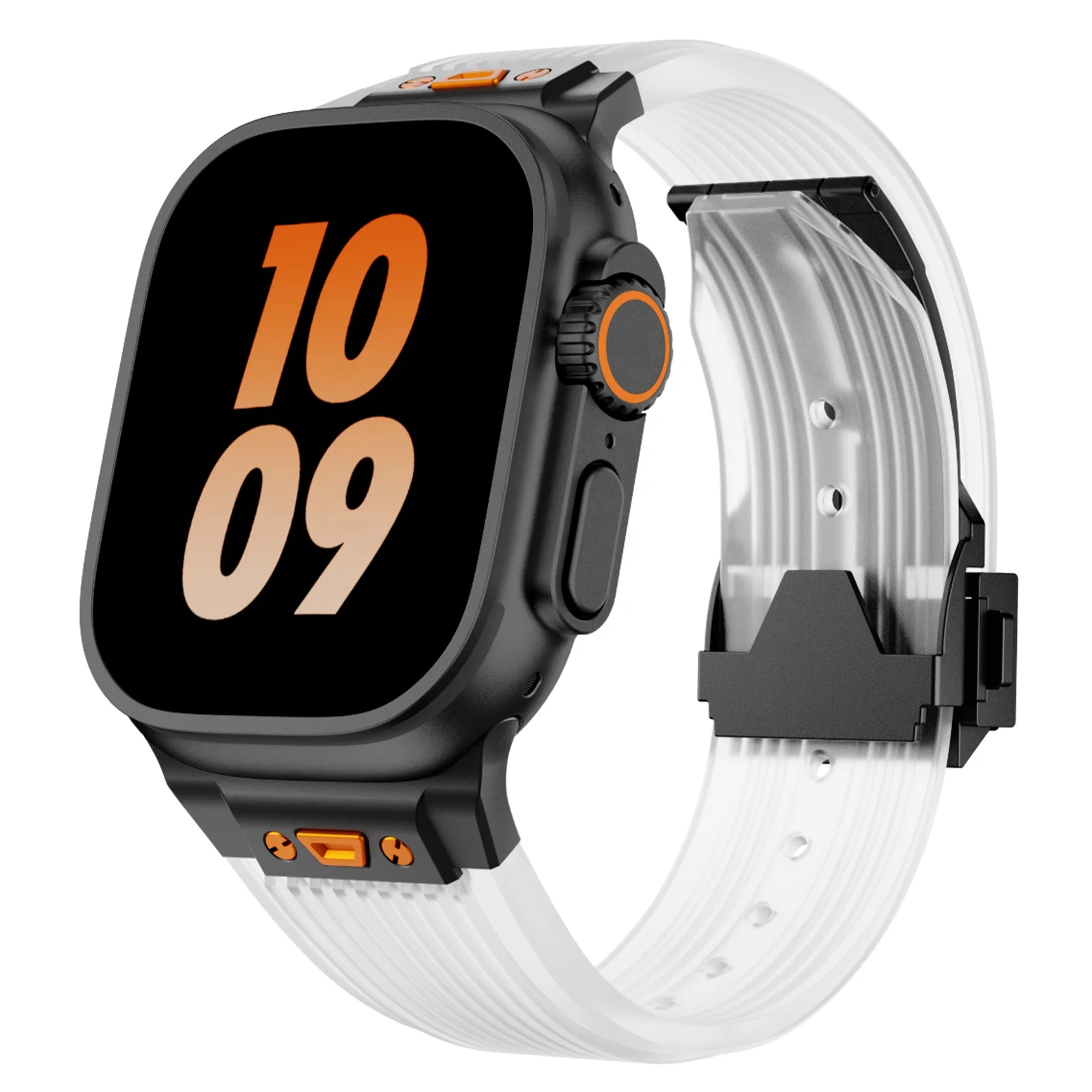 Прозрачный силиконовый ремешок для iWatch поколения металлический разъем совместимый размеры 42 мм 44 45 49 гидроизоляционные ленты