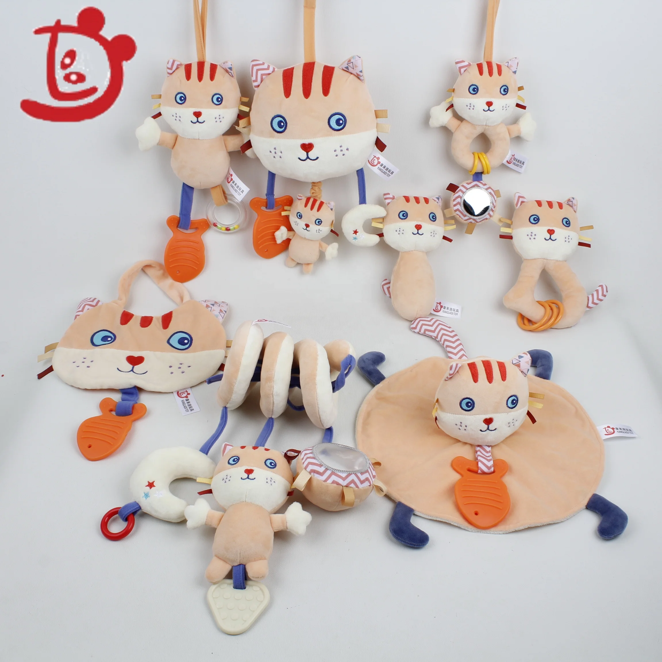 soft infant crib activity bed stroller toy spiral cute cat baby toy for newborns educational baby towel toys with teether