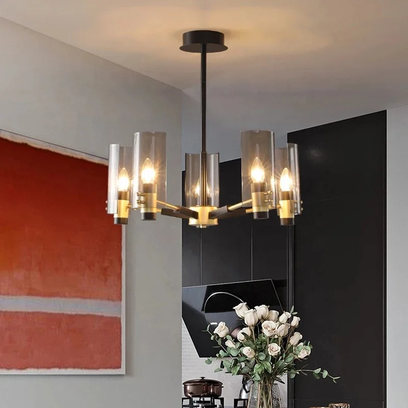 Postmodern Pendant Light For Living Room Dining Table Nordic Bedroom Loft Hall Kitchen Hanging Lamp Black Iron Indoor Chandelier