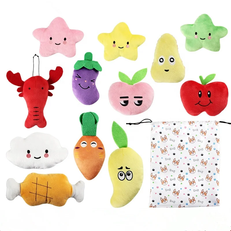 Wholesale Vegetables Fruit dog cat pet toy dog soft plush toy squeaky dog chew toys