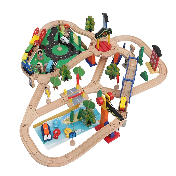 Custom Educational Wooden Train Rail Toys Set for Preschool Kids and Children