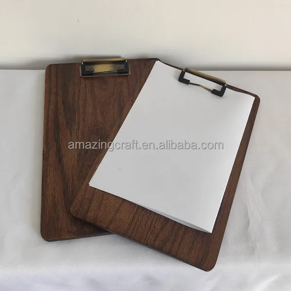 Wood Menu Boards Holders with Stand Base A4 Size Stained Color OEM Logo Engraved