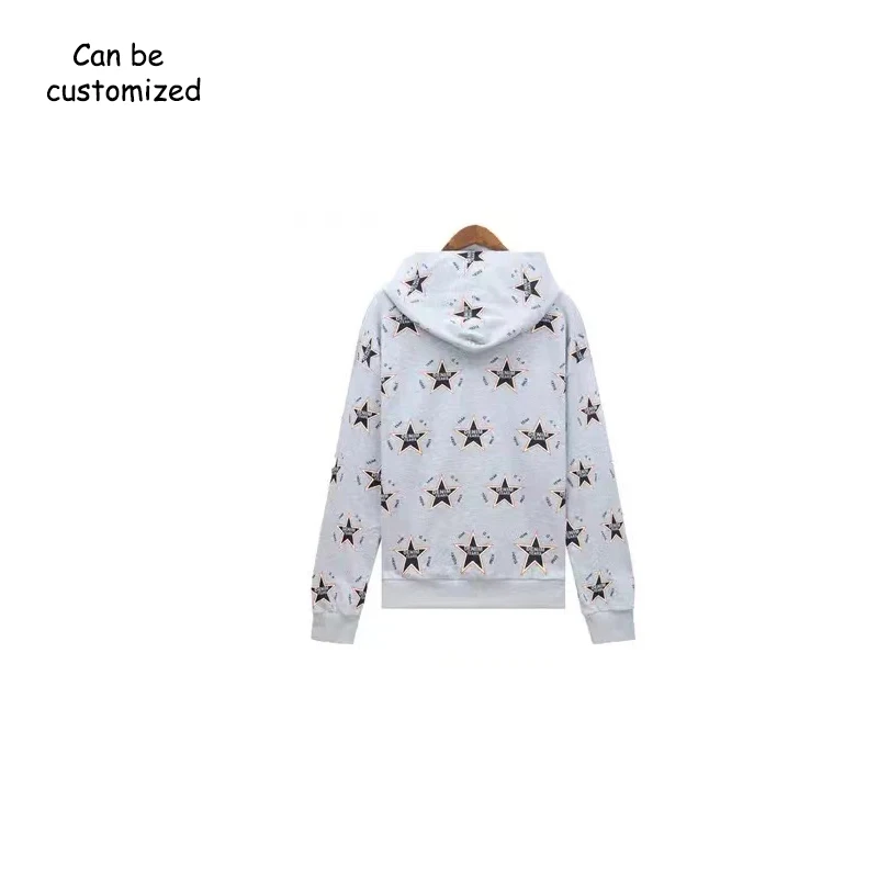 High quality denim sweatshirts tears long sleeve hooded Cotton printed hoodies and Sweatpants Overall Men pullover tops trousers