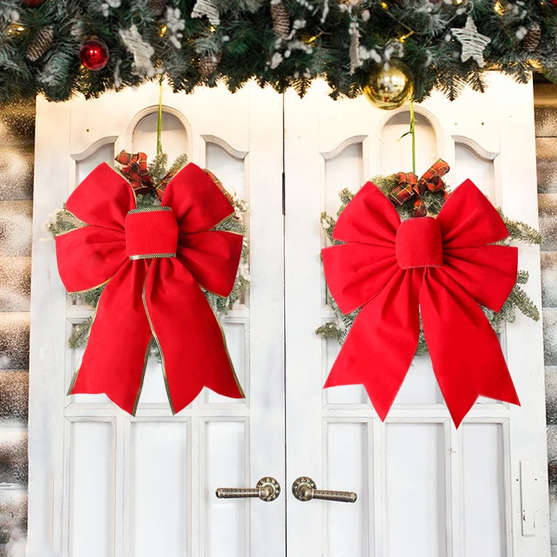 Высококачественные красные рождественские украшения большого размера, лента с бархатным бантом, украшения для вечеринки и подарка, оптовая продажа, Проводные Ленты