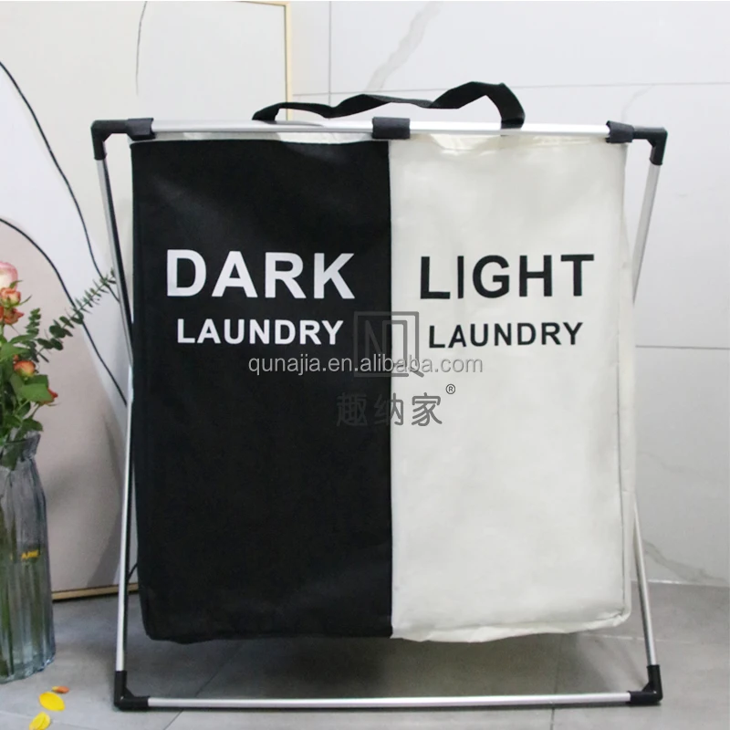 2 Grids Bathroom Dirty Clothes Hamper WaterProof Storage Organizer Foldable Oxford Cloth Laundry Sorter Home Laundry Basket