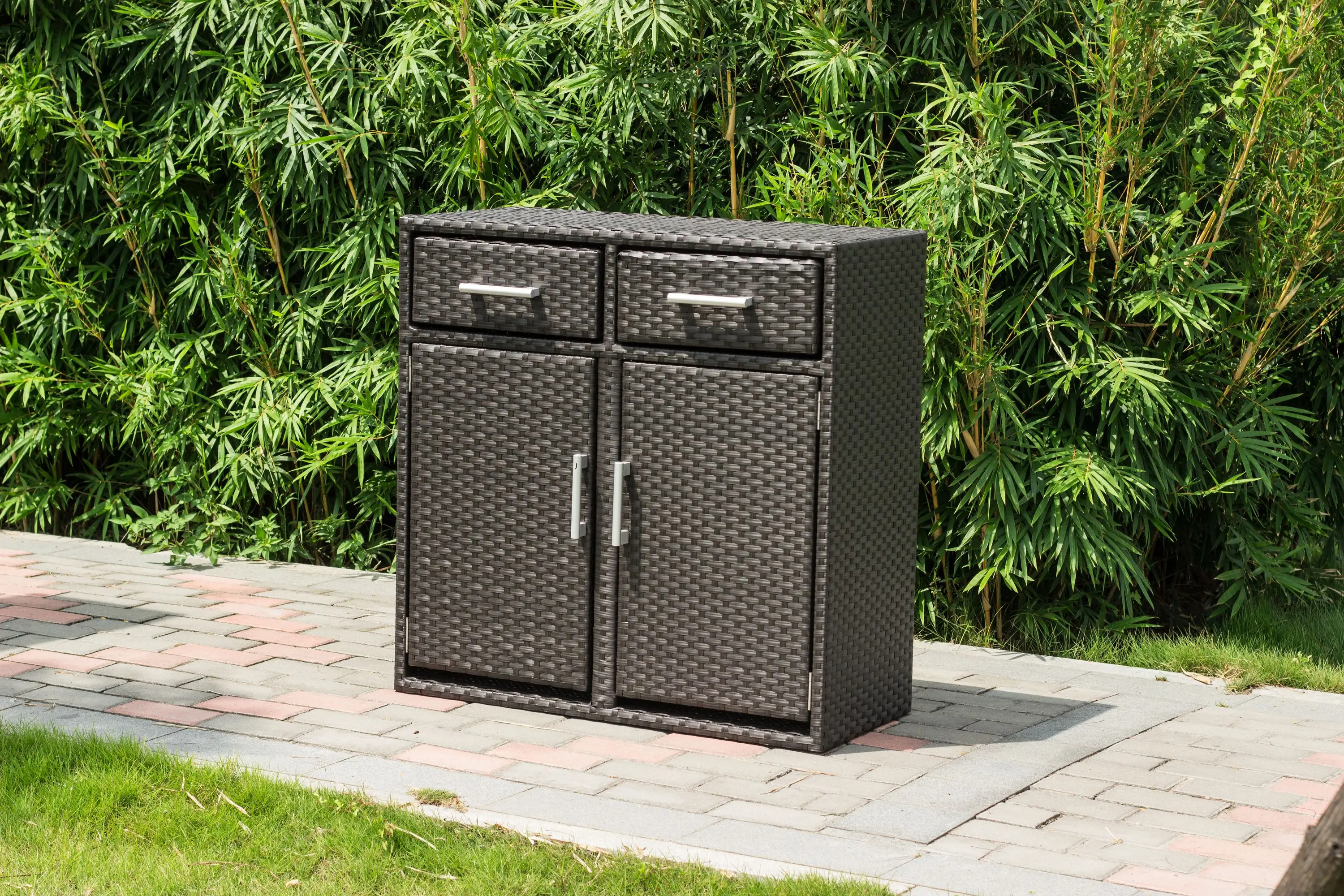 Outdoor tall table and chair set Classic design furniture rattan locker