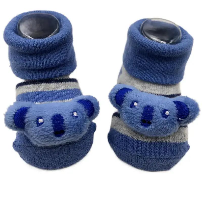 Cute Infant Baby  Printed Rattle Socks Cotton Toddler 3D Animal  Baby Socks With Toy And Rattle