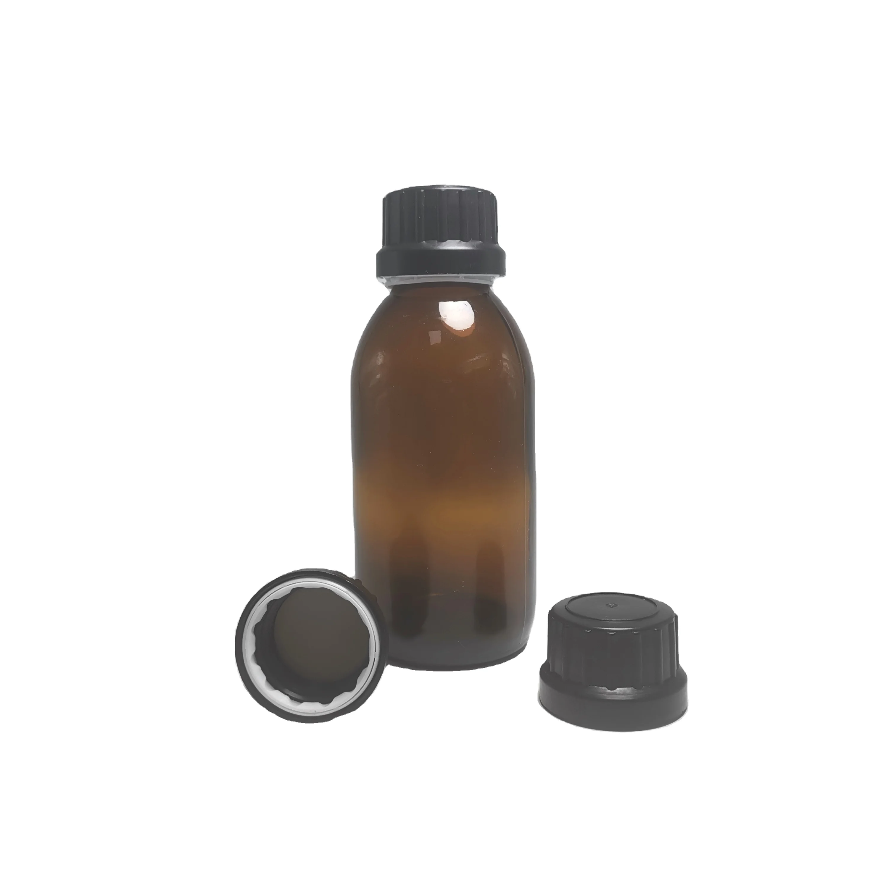 30ml 60ml 120ml 150ml 200ml 250ml 300ml Moulded Amber Glass Bottle For  Liquid With Plastic Screw Cap  PTFE  Gasket